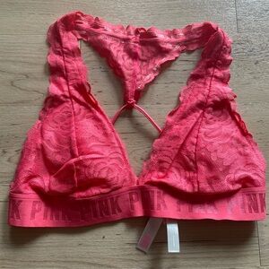 VS Pink Lace Bralette Hot Pink Small